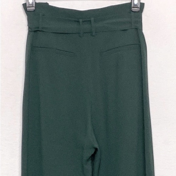 Babaton Aritzia Green High Waist Tie Front Wide Leg Paperbag Pants Size 8 - Picture 8 of 11